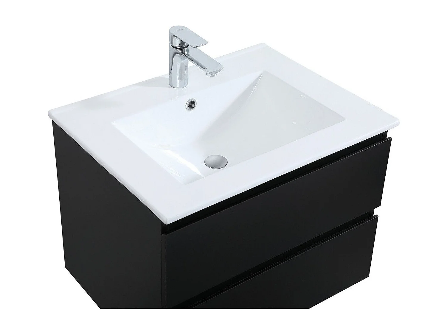 Meuble simple vasque suspendu 60cm - avec plan vasque céramique