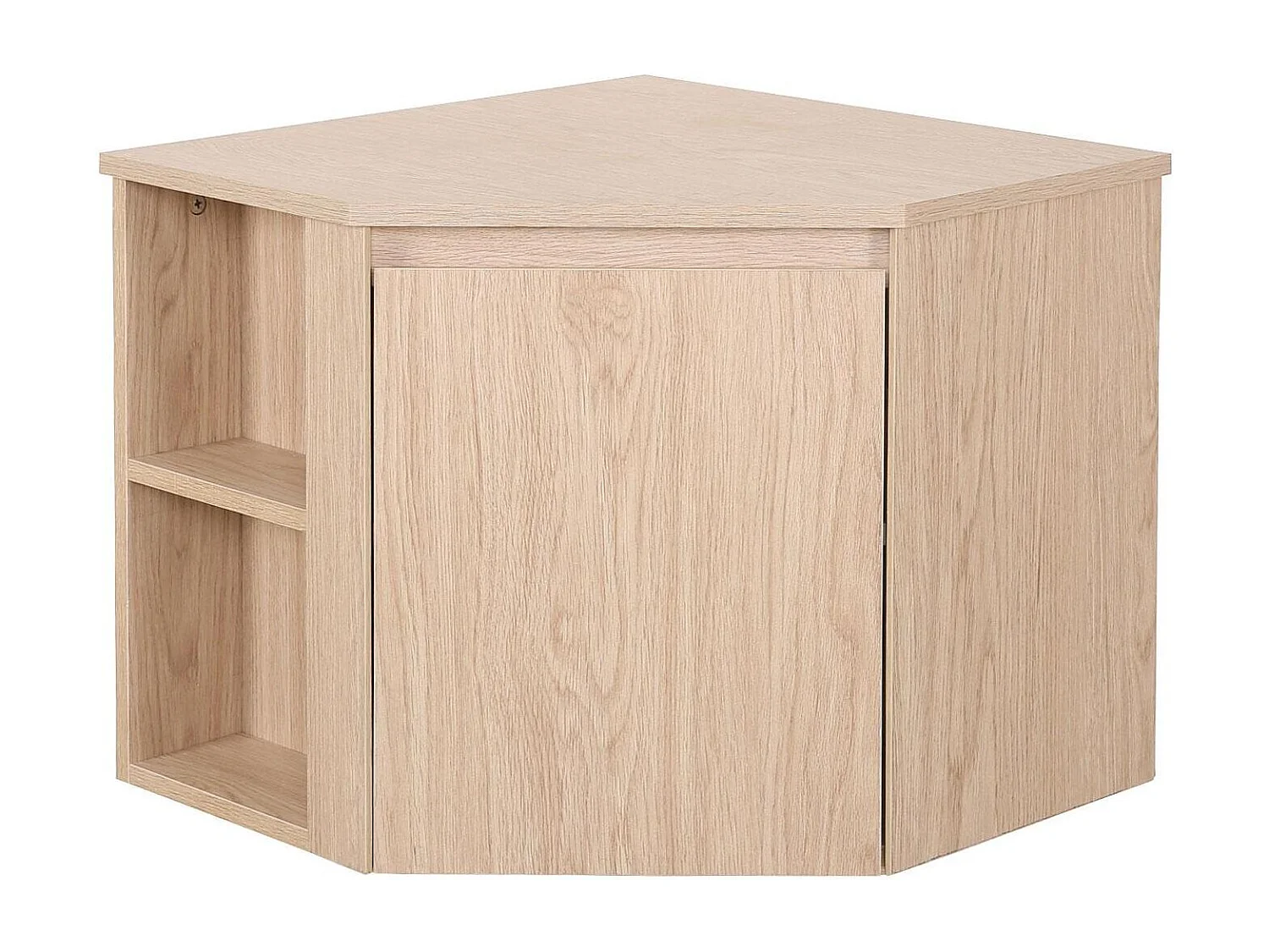 Meuble sous vasque d'angle suspendu 52cm - avec plan vasque décor chêne