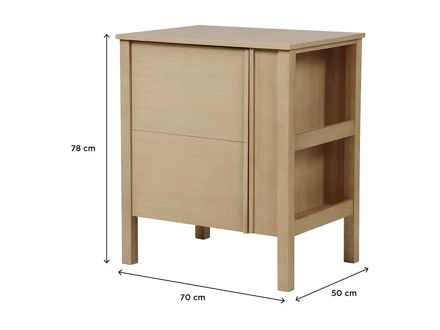 Meuble simple vasque chêne porte lisse 70 cm
