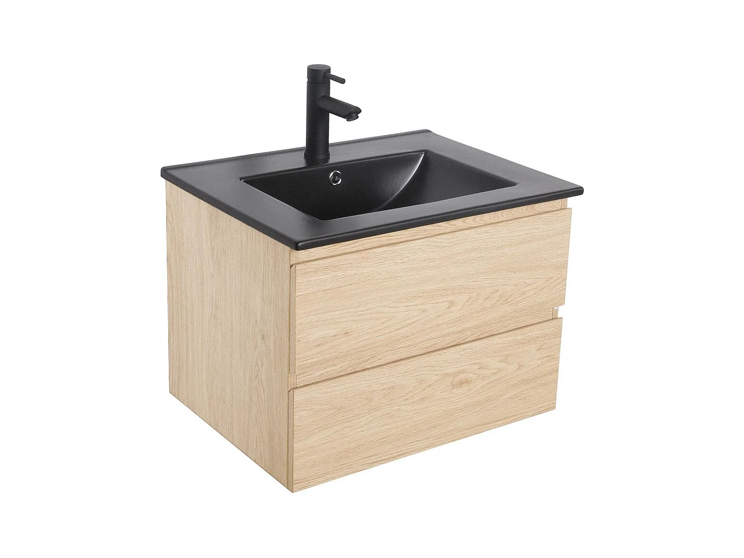 Meuble simple vasque suspendu avec plan vasque céramique 60cm