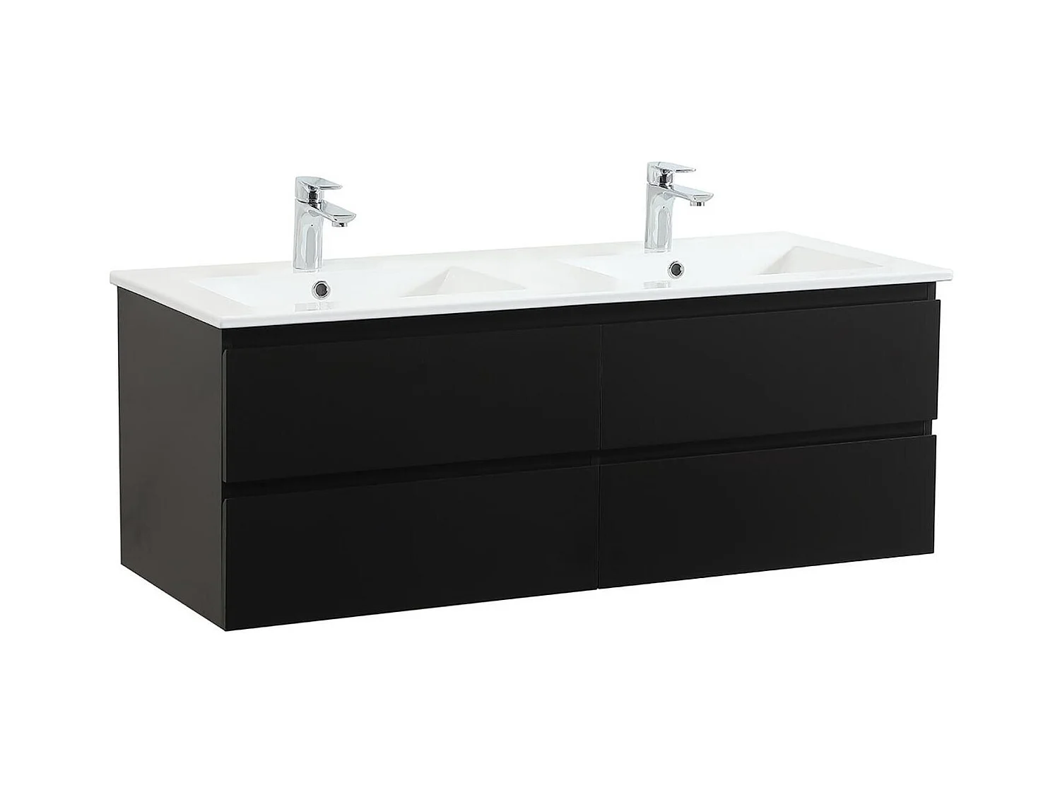 SORRENTO 120cm wandgemonteerde dubbele spoelbak met keramisch wastafelblad