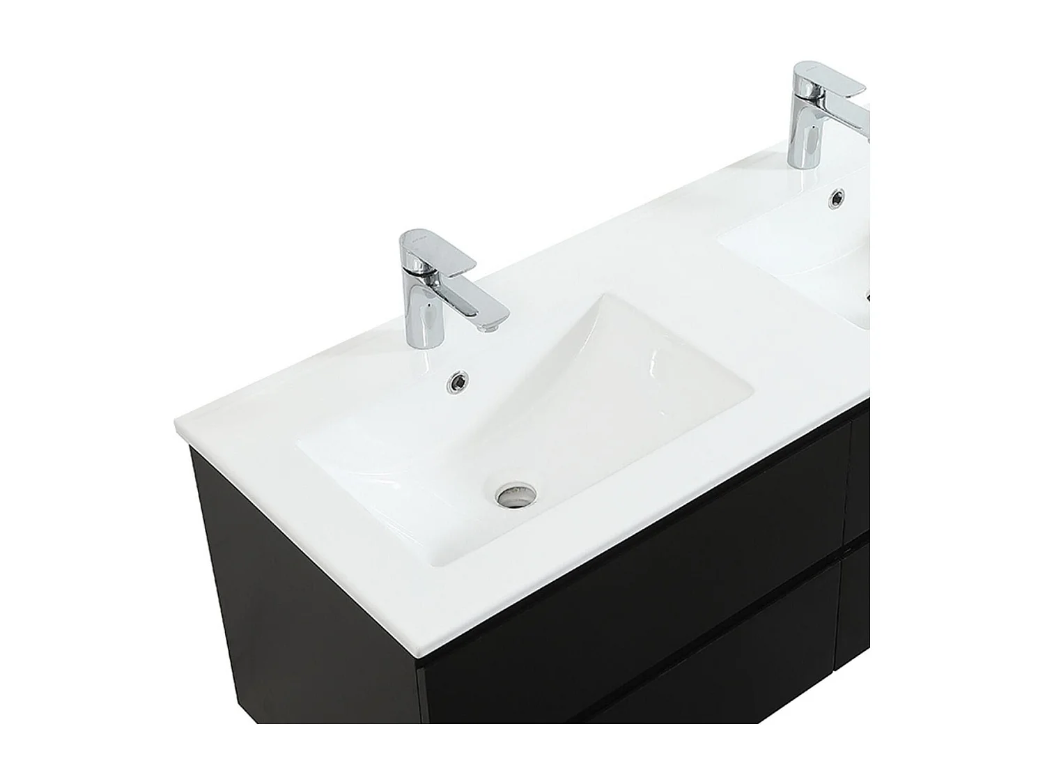 SORRENTO 120cm wandgemonteerde dubbele spoelbak met keramisch wastafelblad