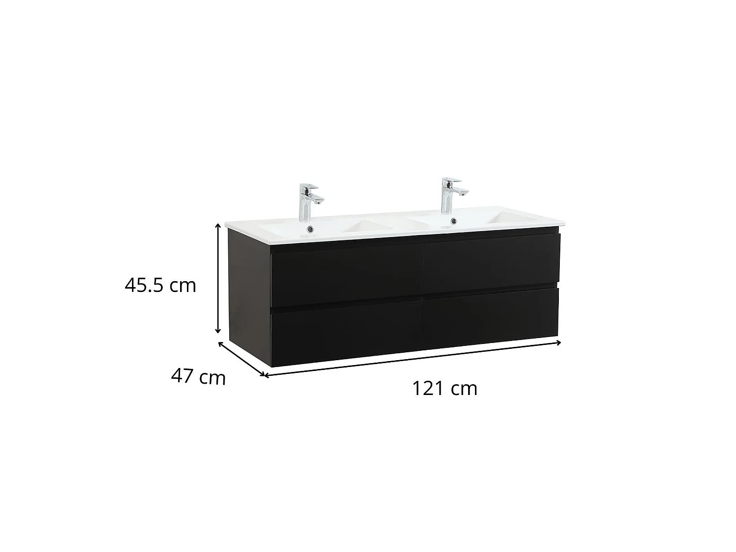 SORRENTO 120 cm dubbele wastafelmeubel met keramisch blad