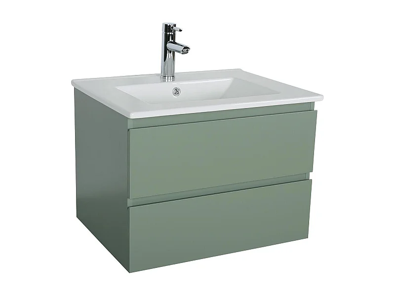 Meuble simple vasque suspendu 60cm - avec plan vasque céramique