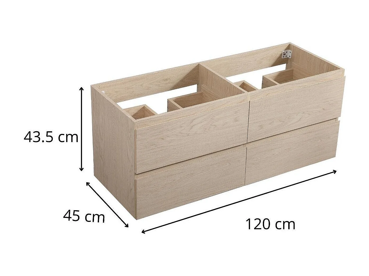 Meuble sous vasque suspendu 120cm - pour plan bois ou plan céramique