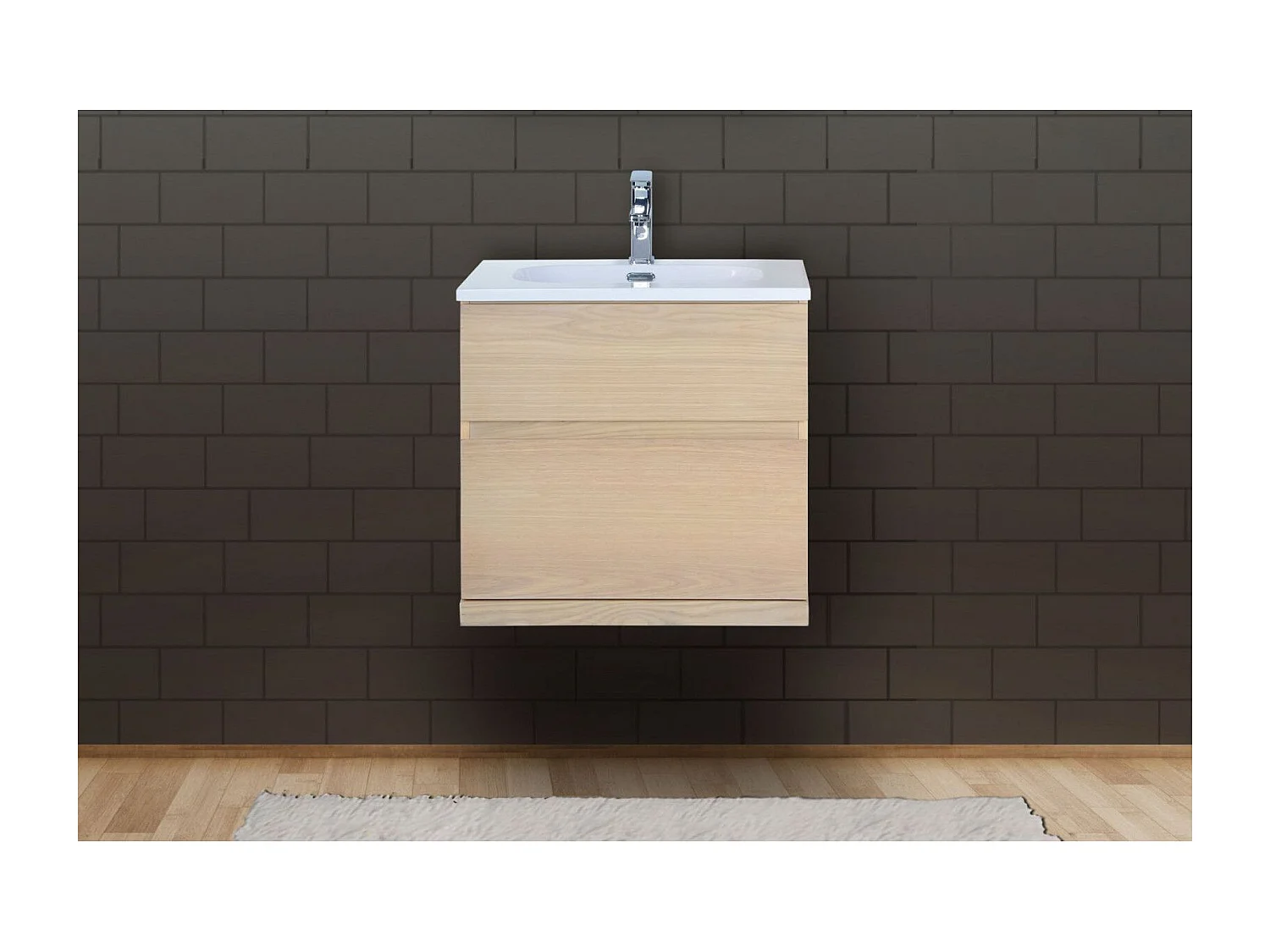 Mueble de lavabo suspendido de roble ENIO