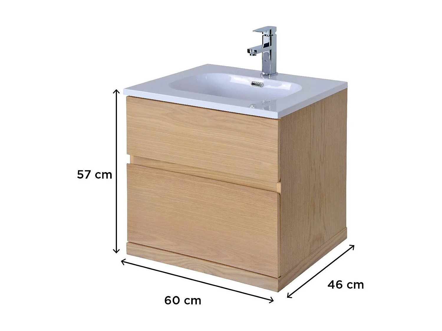 Mueble de lavabo suspendido de roble ENIO