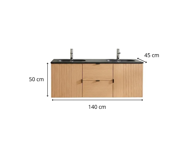 STUDIO Eichenholz-Wandwaschbecken mit Doppelwaschbecken