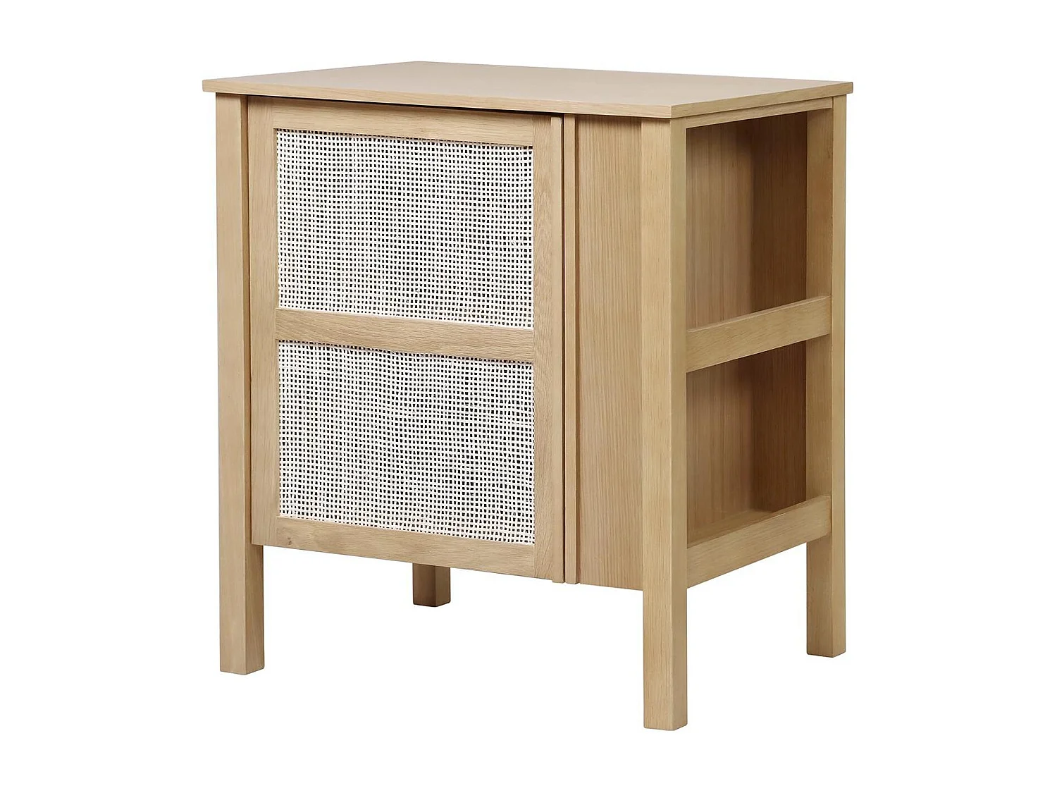 Meuble simple vasque chêne porte cannage 70 cm