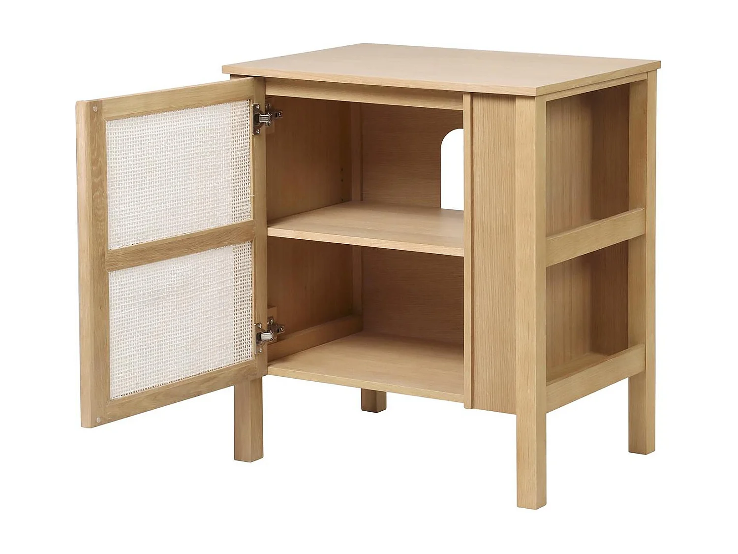 Meuble simple vasque chêne porte cannage 70 cm