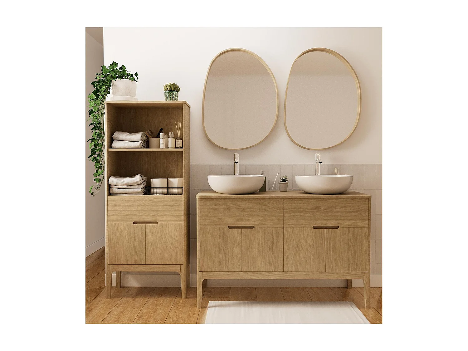 ALASKA eikenhouten dubbele spoelbak