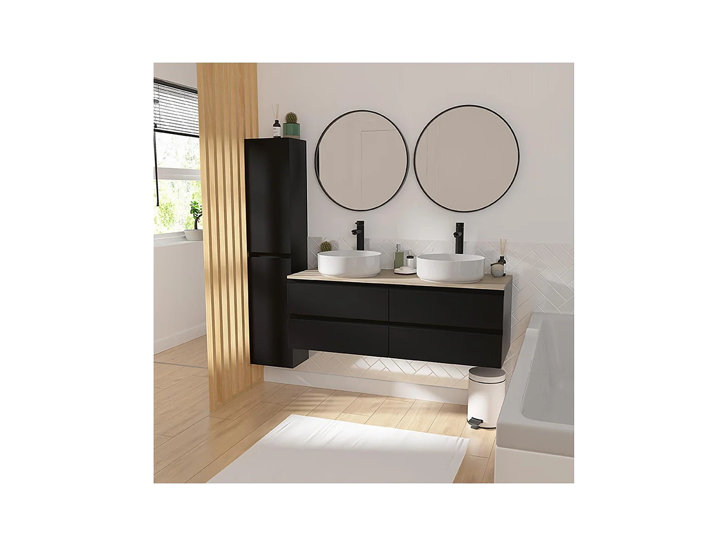 SORRENTO wandhängender Waschtischunterschrank mit 4 Schubladen, 120 cm