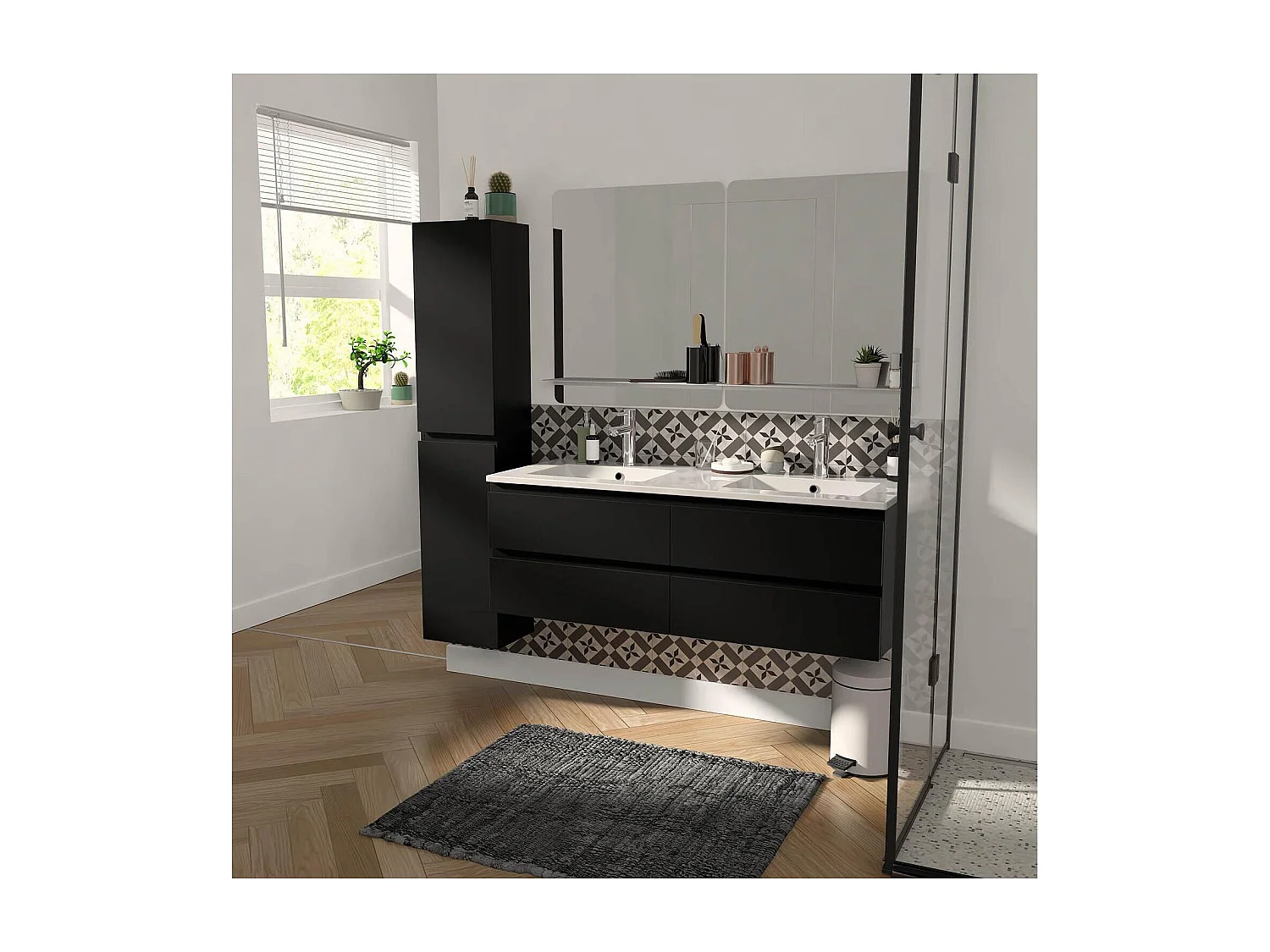 Meuble sous vasque suspendu 120cm - pour plan bois ou plan céramique