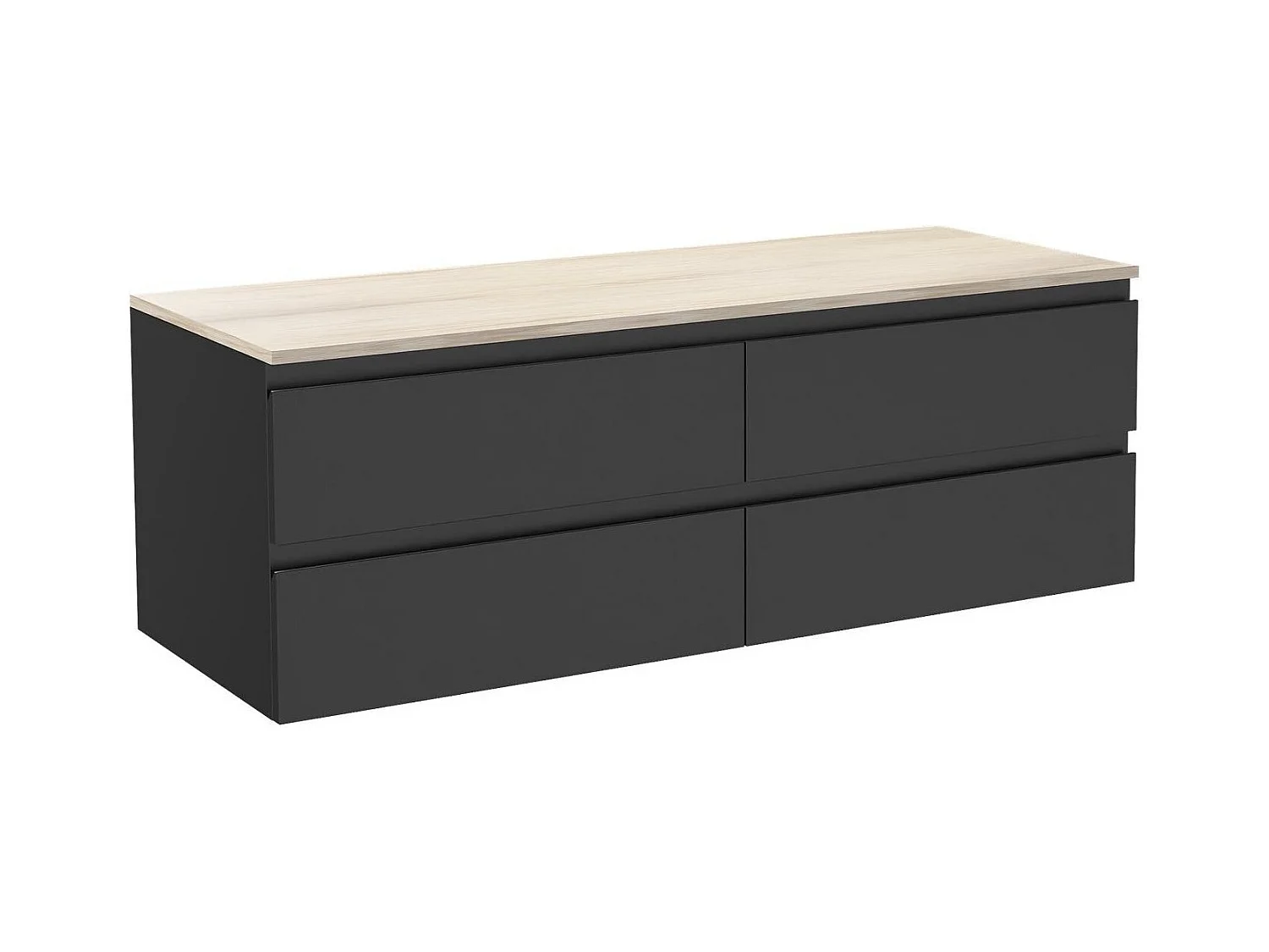 Meuble double vasque suspendu avec plan bois 120 cm