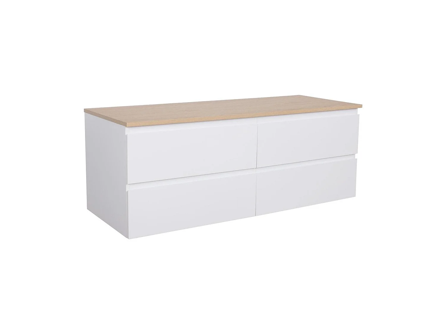 SORRENTO 120 cm wandgemonteerd badmeubel met dubbele wastafel en werkblad met houtlook