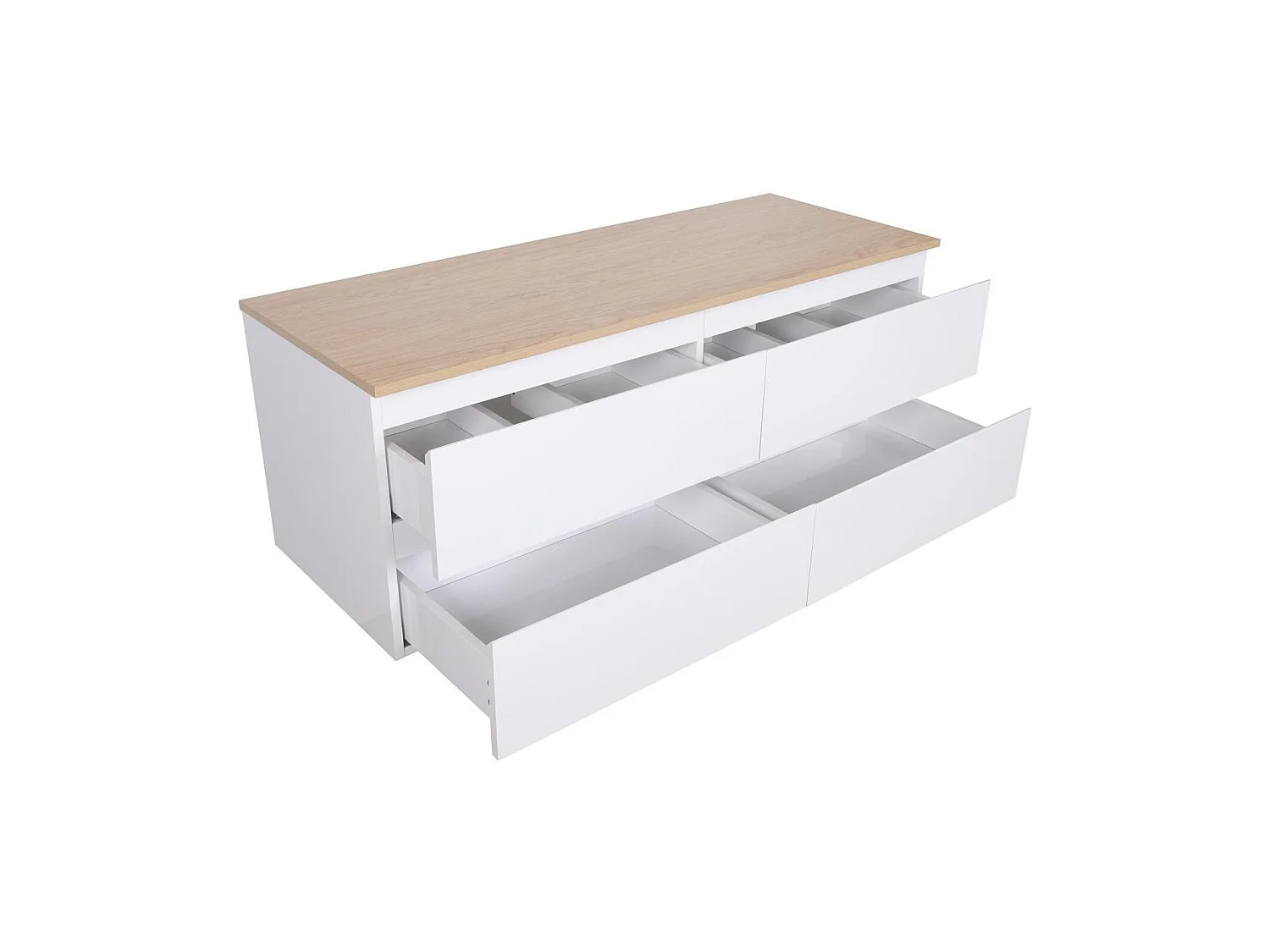 SORRENTO 120 cm wandgemonteerd badmeubel met dubbele wastafel en werkblad met houtlook