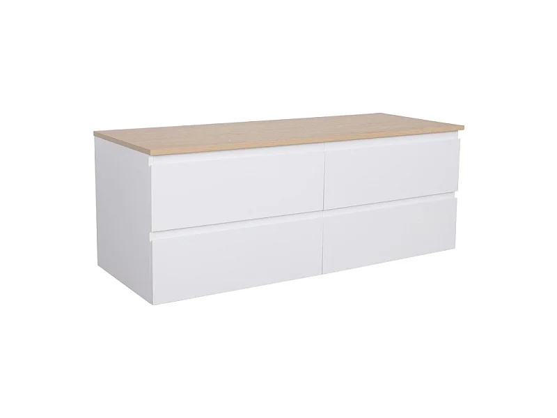 Meuble double vasque SORRENTO suspendu avec plan effet bois 120 cm