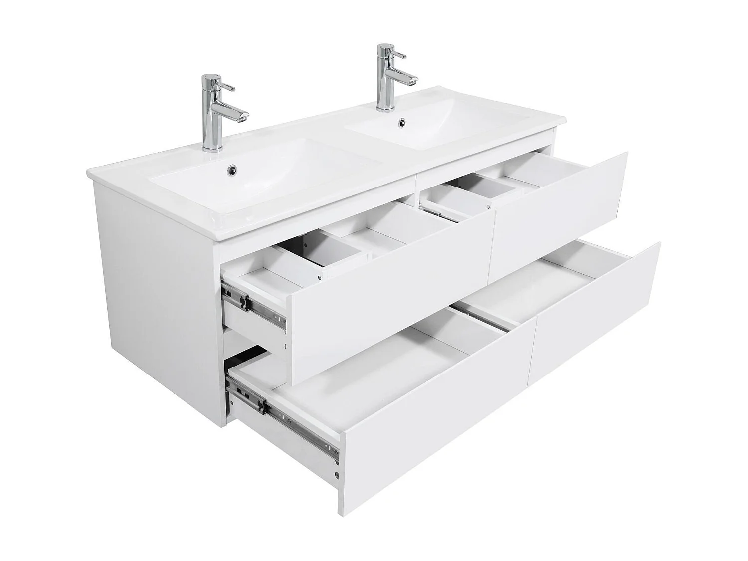 Mueble de lavabo doble suspendido SORRENTO de 120 cm con encimera de cerámica