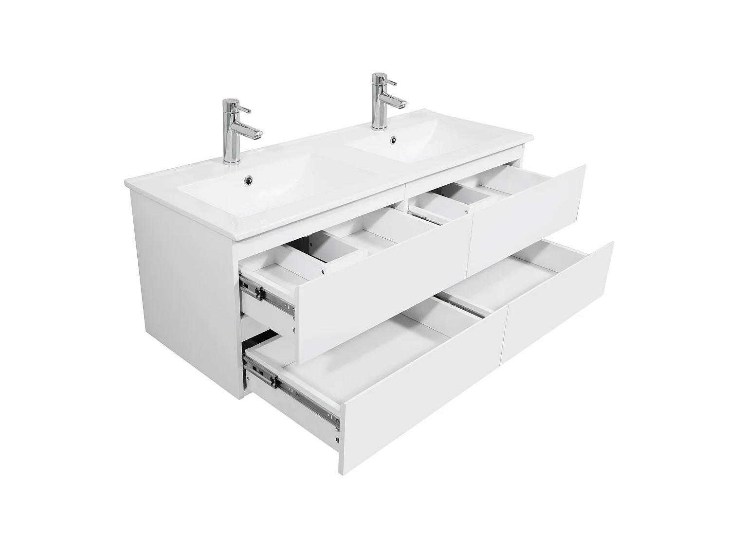 Móvel de lavatório duplo SORRENTO de 120 cm com bancada de cerâmica