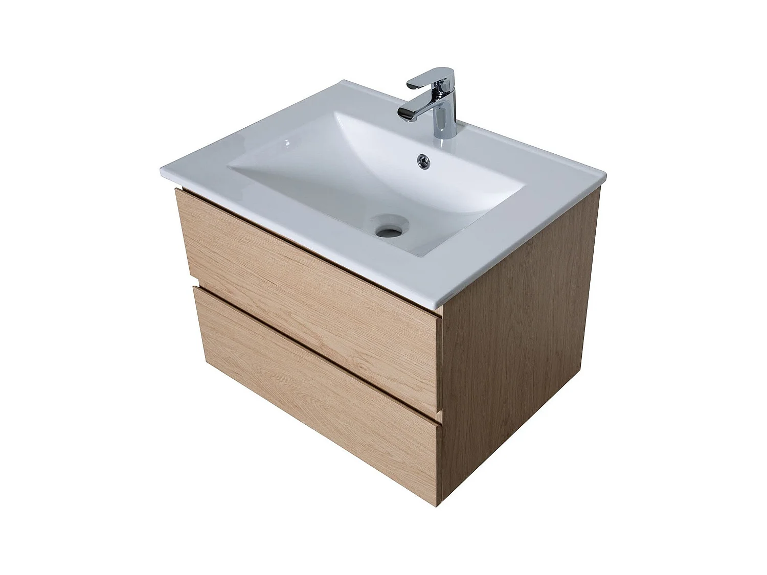 Meuble simple vasque suspendu 60cm - avec plan vasque céramique