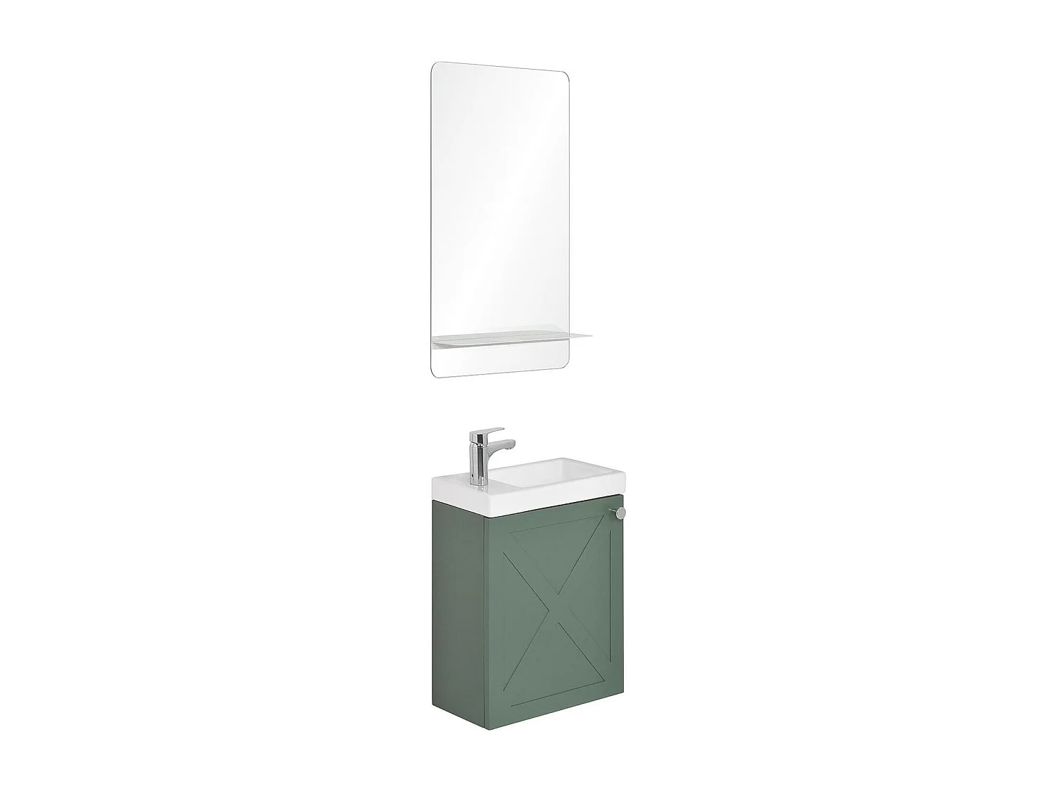 Ensemble meuble lave-mains vert de gris AVA avec miroir