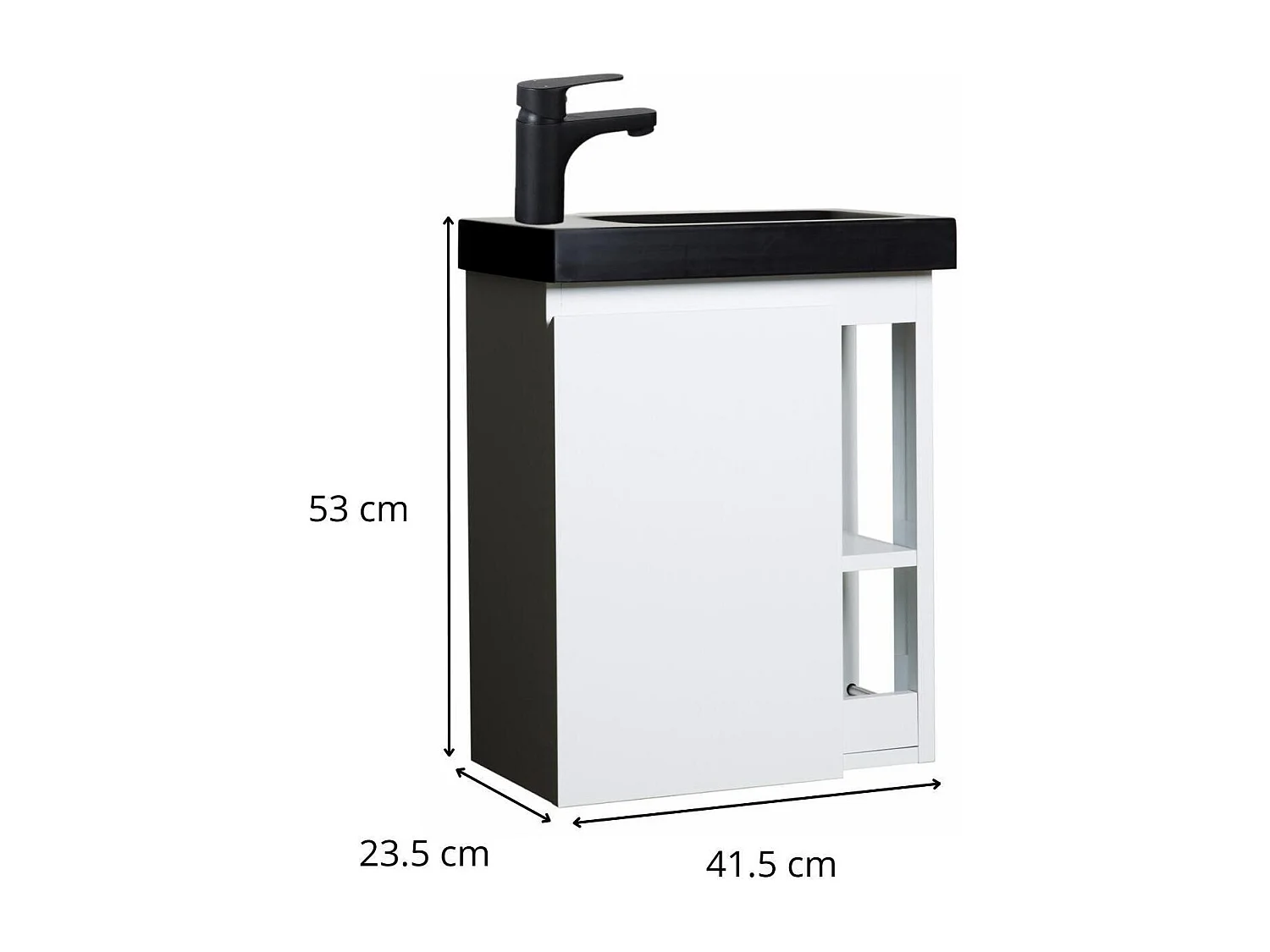 HAMPTON Waschbeckenschrank aus schwarzem Harz zur Wandmontage