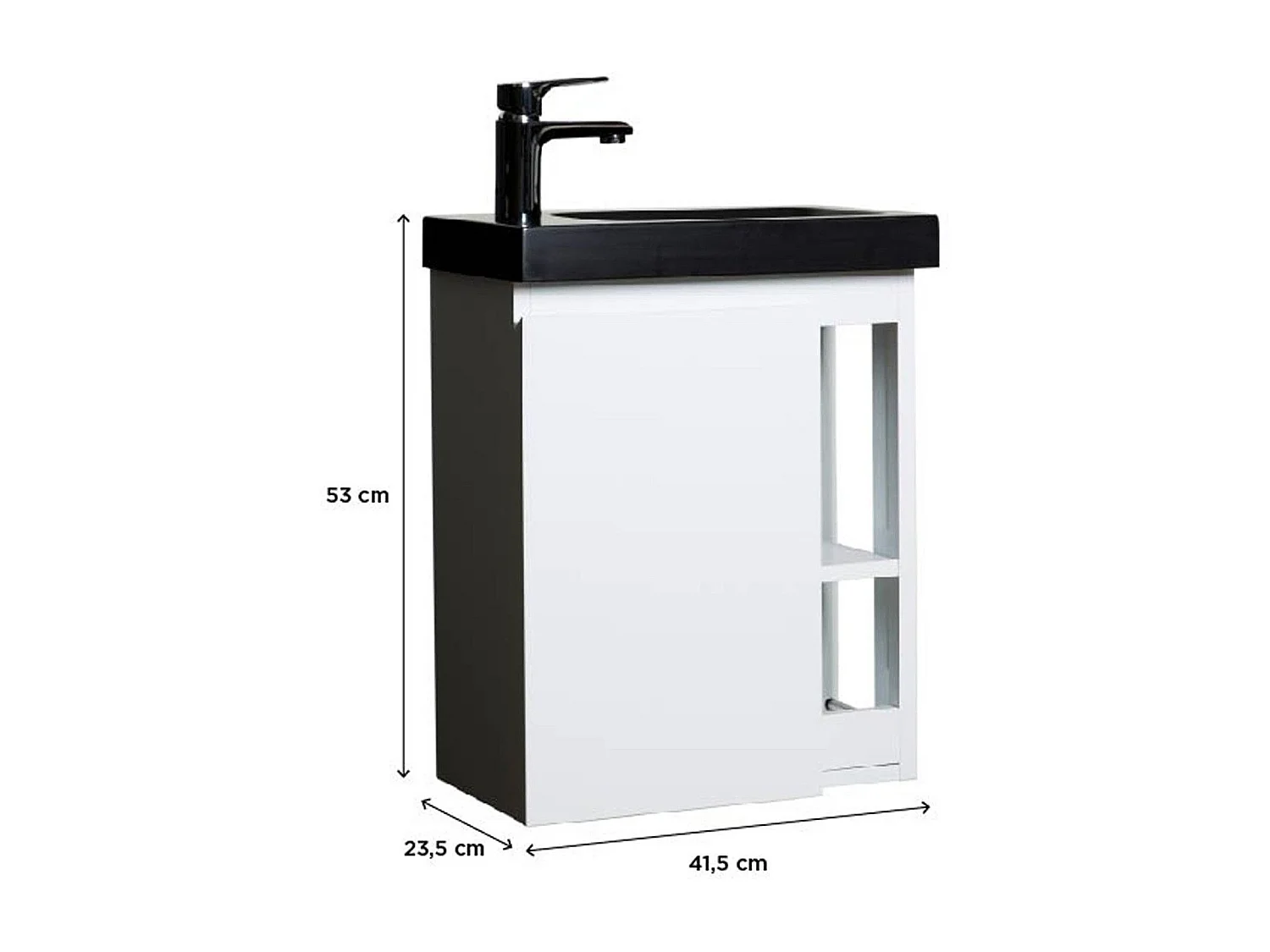 HAMPTON Waschbeckenschrank aus schwarzem Harz zur Wandmontage