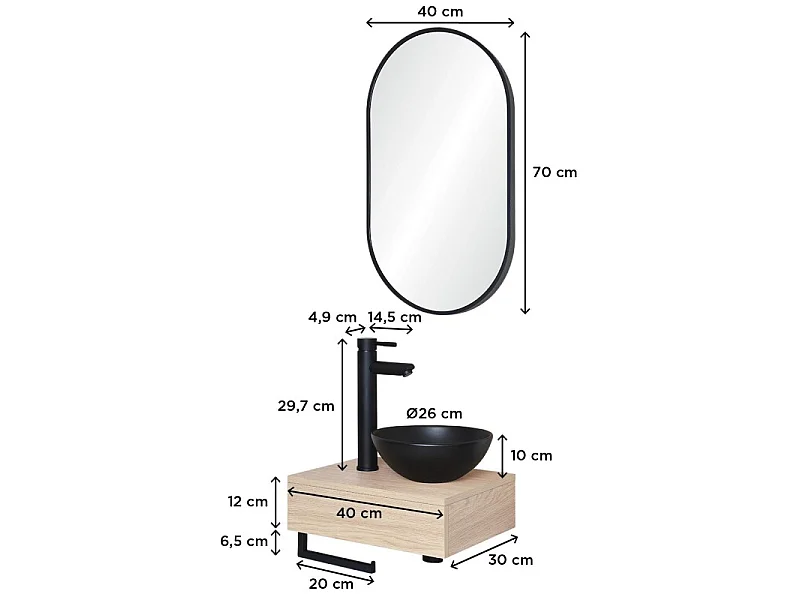 Lavabo SOHO spesso + lavabo + rubinetto + specchio