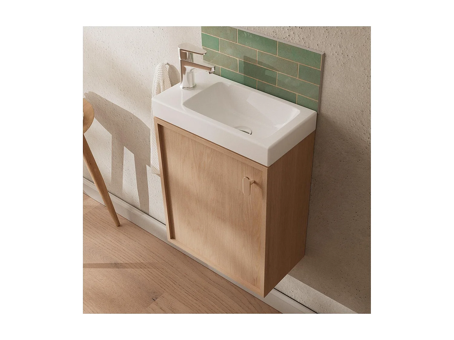 FRAME Eichenwaschtisch-Unterschrank + Spiegel-Set