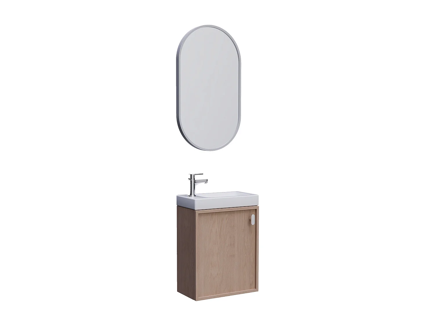 FRAME eiken wastafelmeubel + spiegelset