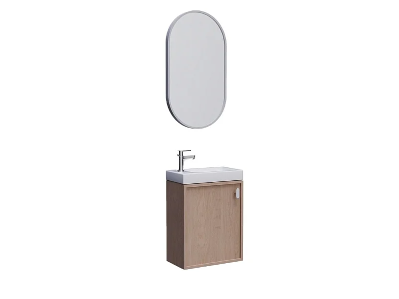 FRAME Eichenwaschtisch-Unterschrank + Spiegel-Set