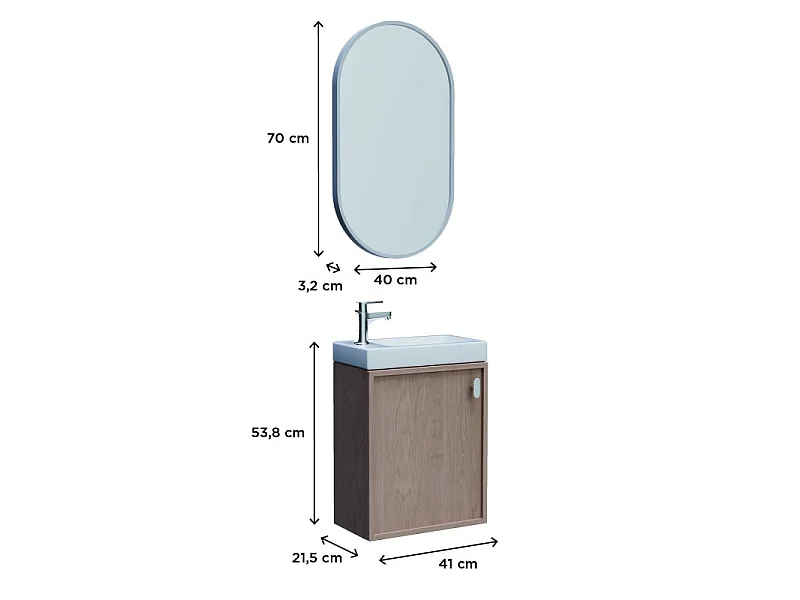 FRAME Eichenwaschtisch-Unterschrank + Spiegel-Set