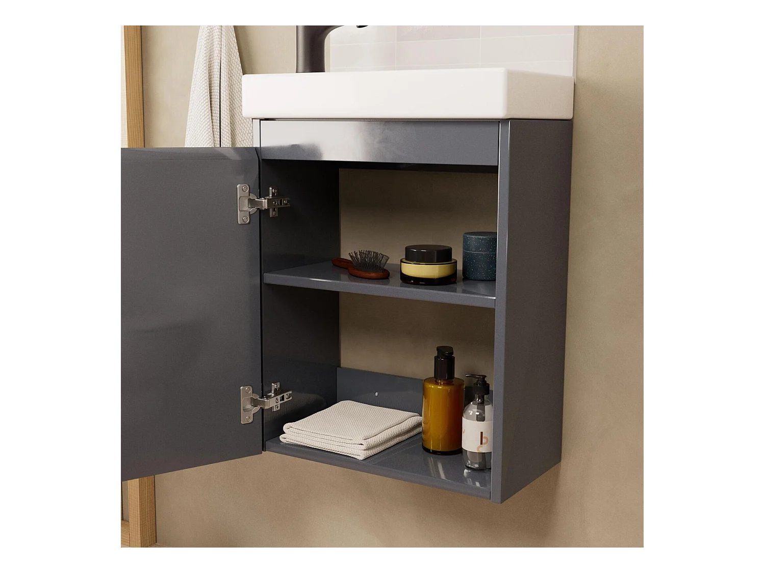 LISA Waschbeckenschrank + ovaler Spiegel