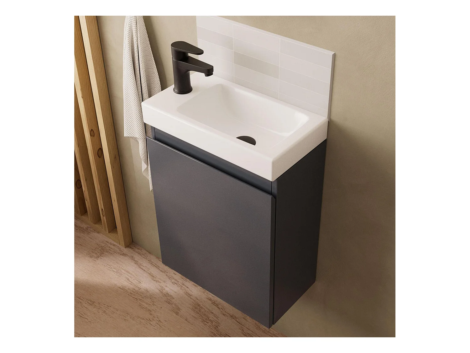 LISA Waschbeckenschrank + ovaler Spiegel