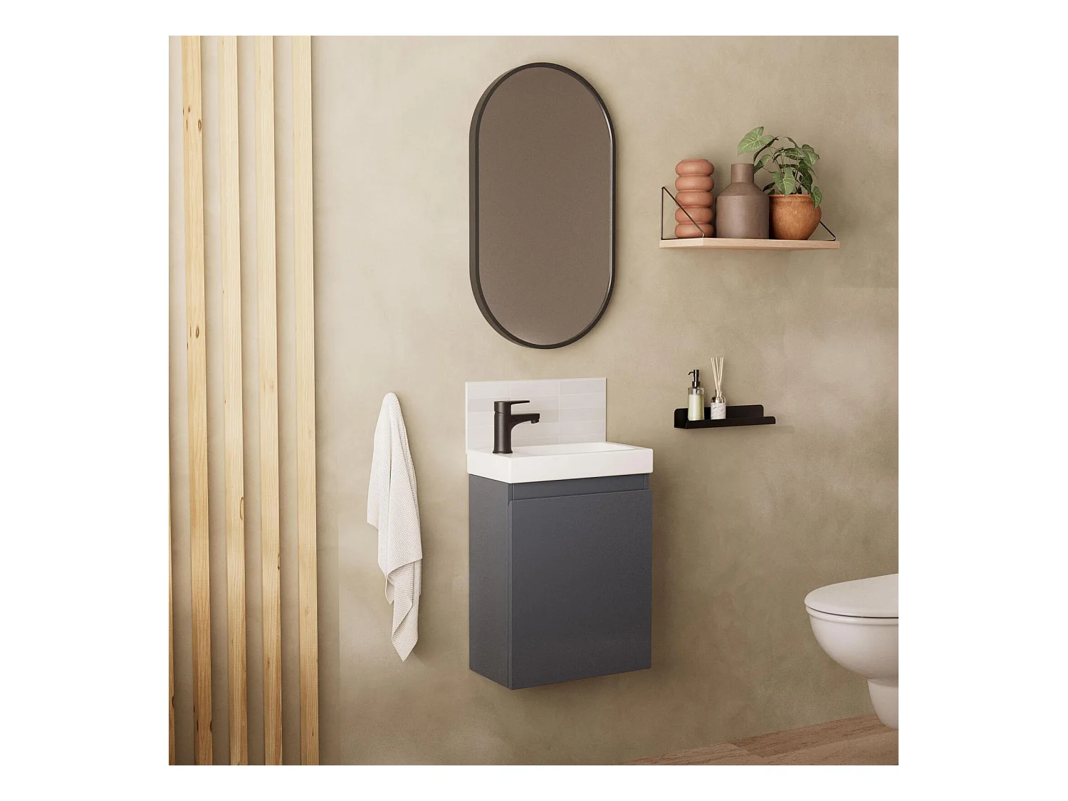 LISA Waschbeckenschrank + ovaler Spiegel