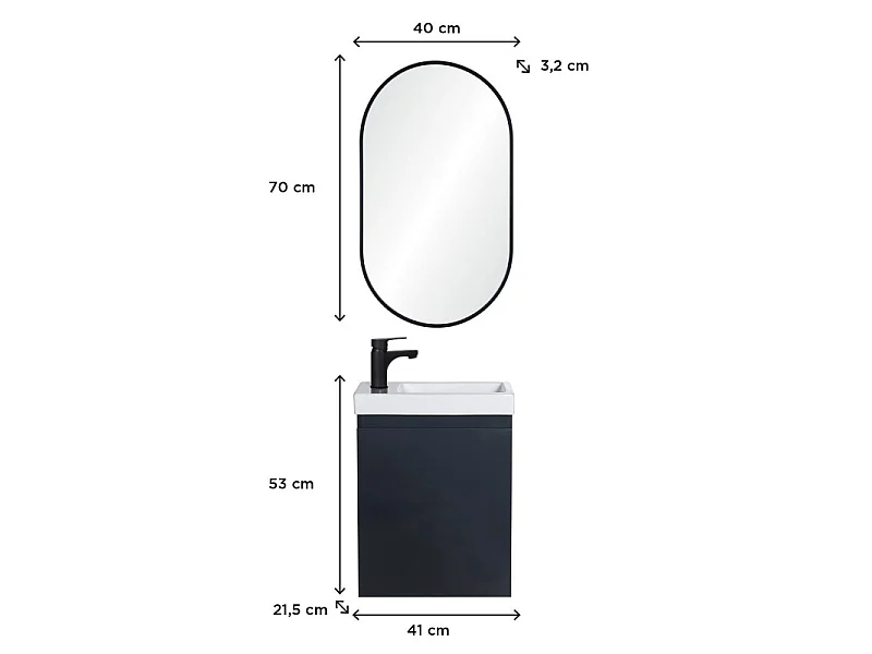 Szafka pod umywalkę LISA + lustro owalne