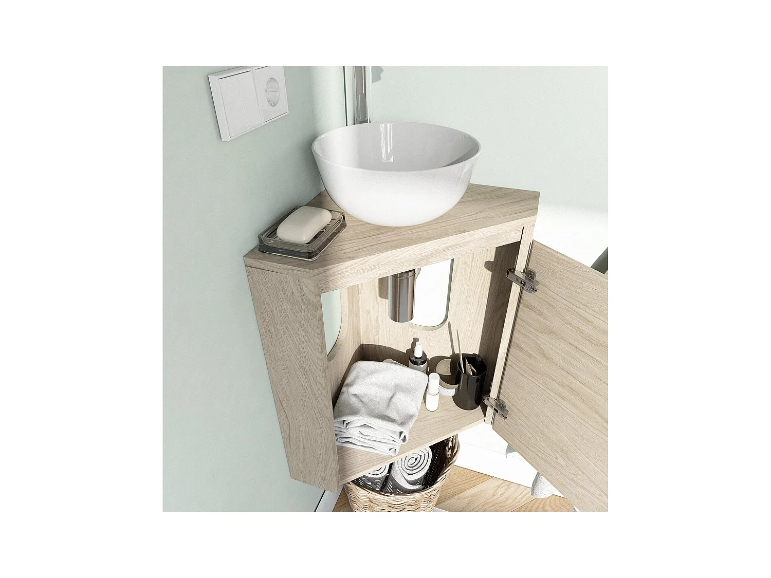 SORRENTO Eckwaschtischunterschrank + Waschbecken