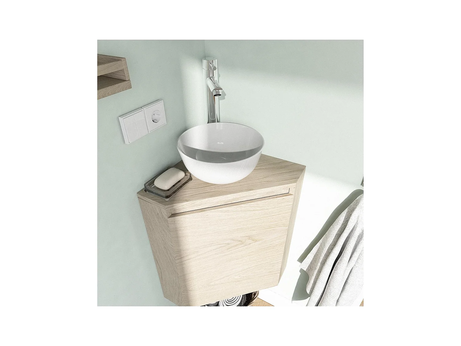SORRENTO Eckwaschtischunterschrank + Waschbecken