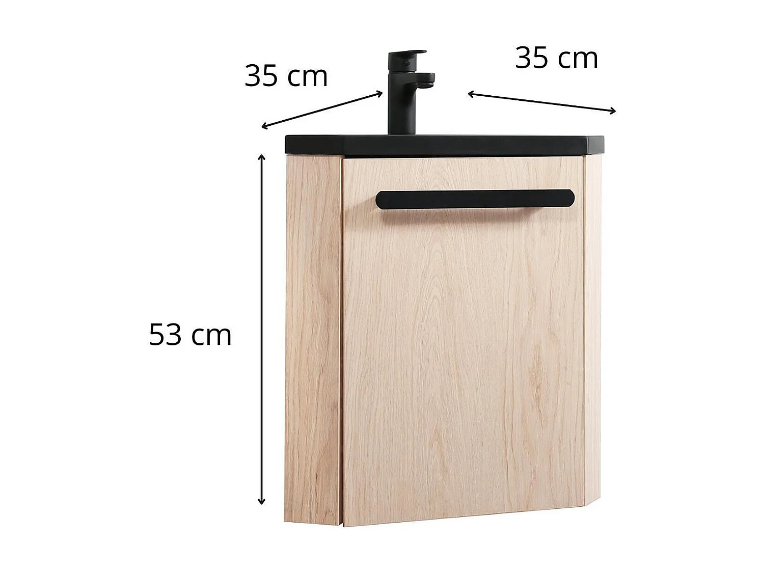 Meuble lave-mains d'angle suspendu avec vasque résine