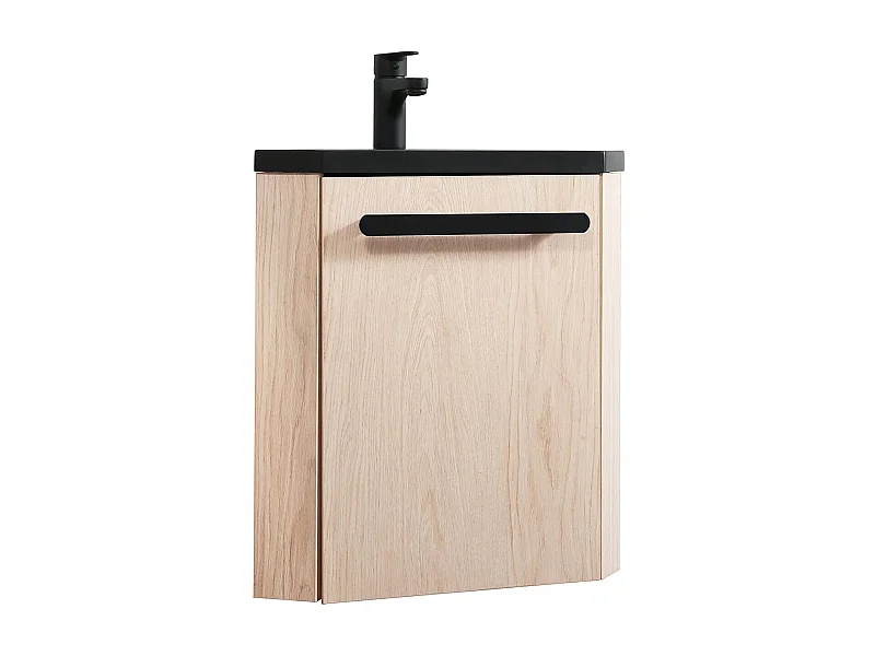 Meuble lave-mains d'angle suspendu avec vasque résine