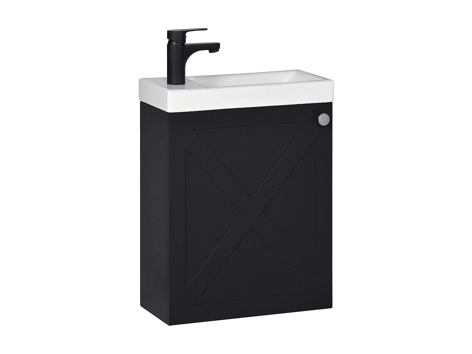 Ensemble meuble lave-mains noir carbone AVA avec robinet noir