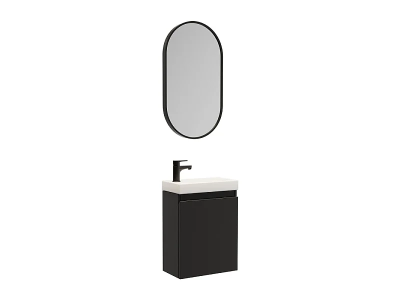 Mobile bagno LISA + specchio ovale + rubinetto nero
