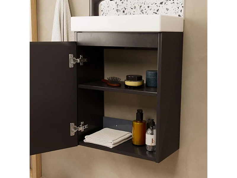 Mobile bagno LISA + specchio ovale + rubinetto nero