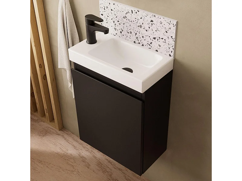 Mobile bagno LISA + specchio ovale + rubinetto nero