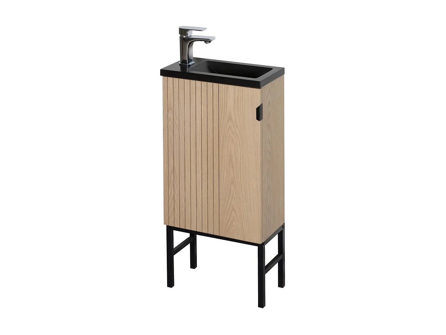 Ensemble meuble lave-mains sur pieds chêne + robinet