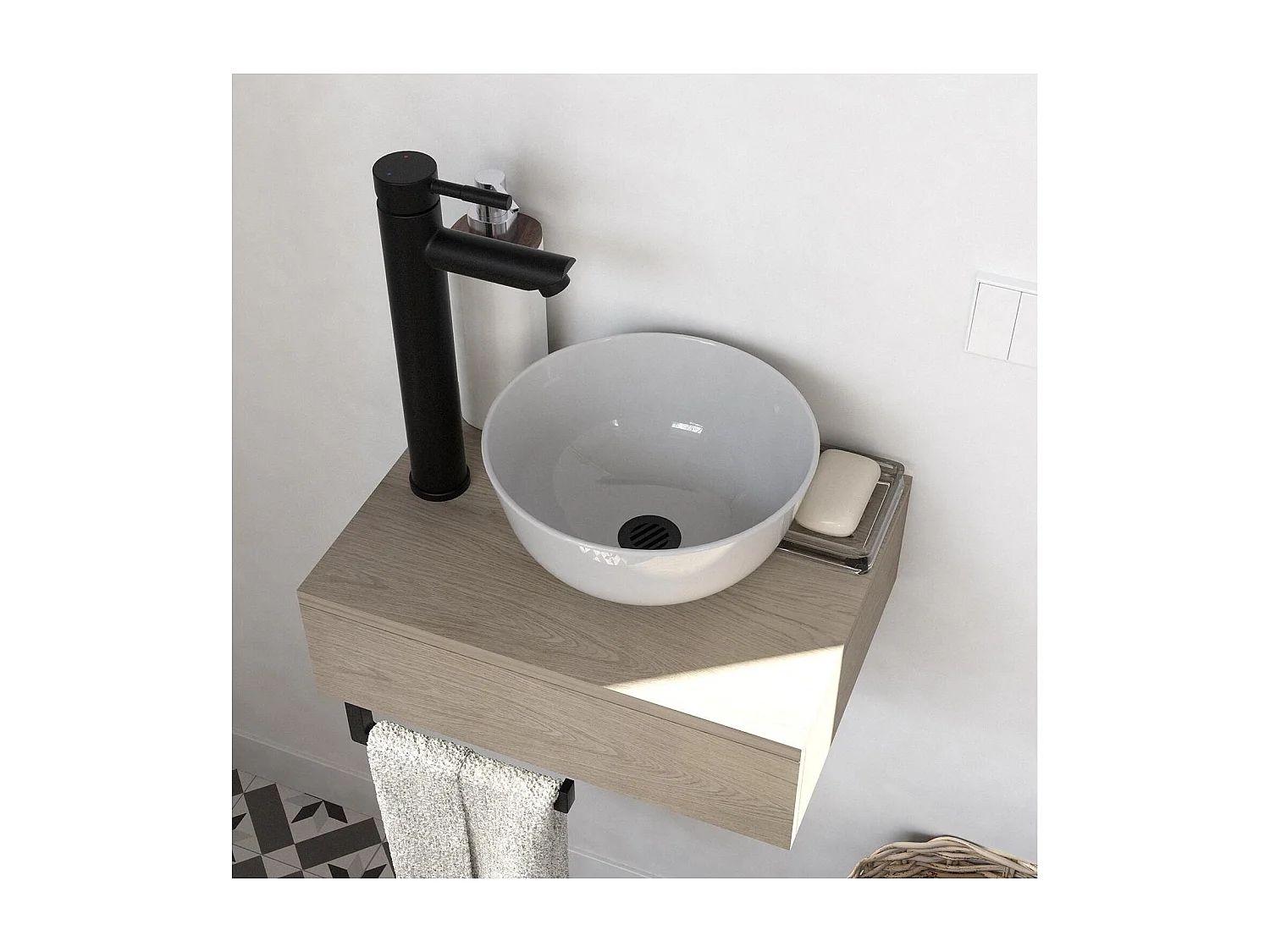 Lavabo da appoggio spesso + lavabo SOHO