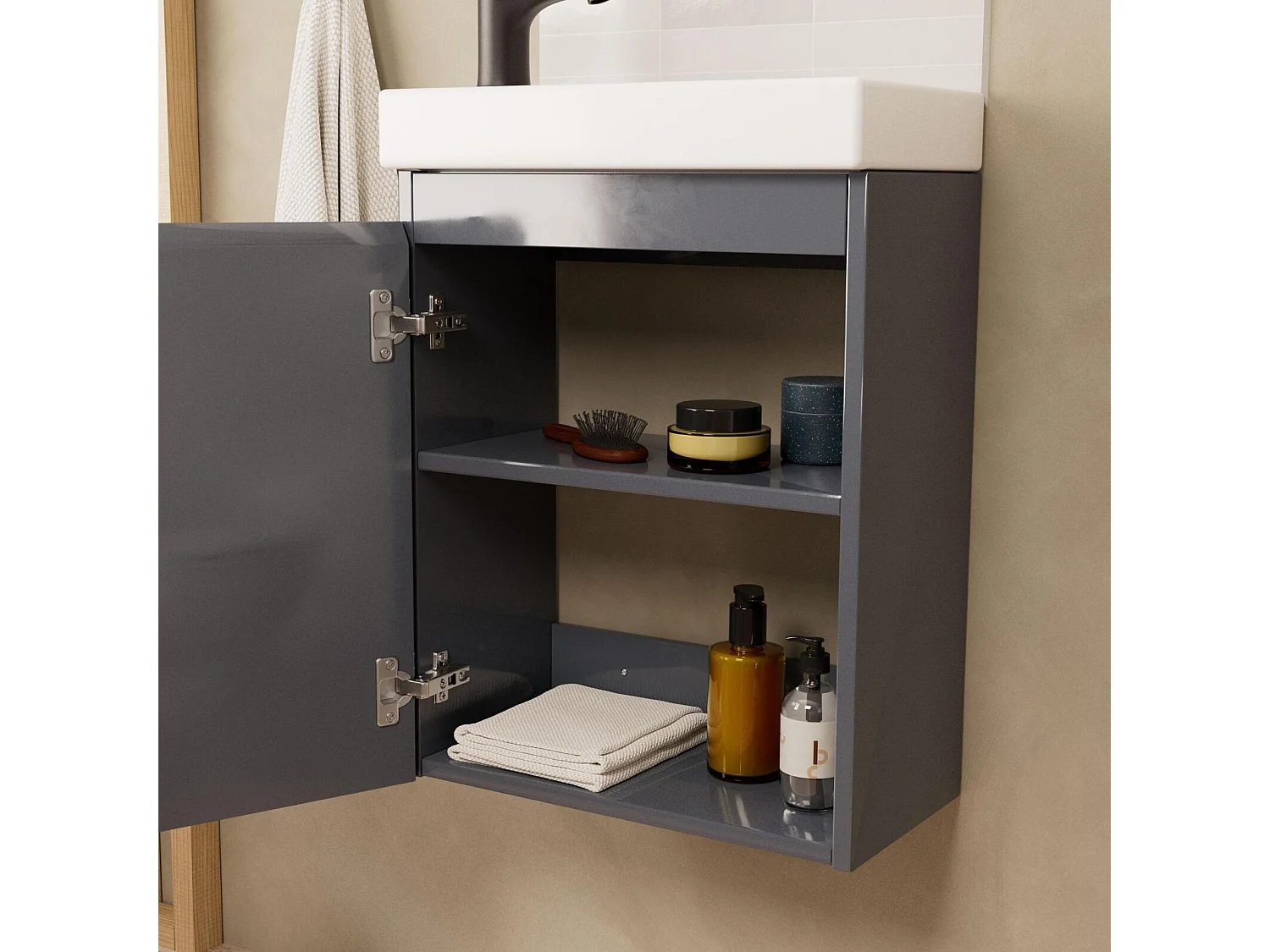 Mueble lavabo LISA negro + grifería