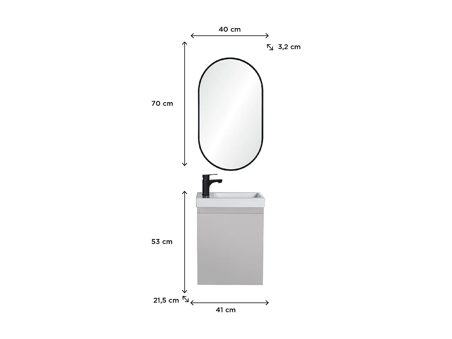 Mueble lavabo LISA + espejo ovalado