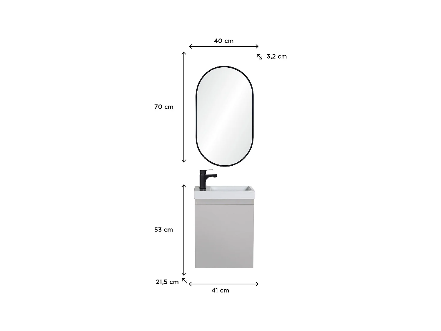 LISA Waschbeckenschrank + ovaler Spiegel