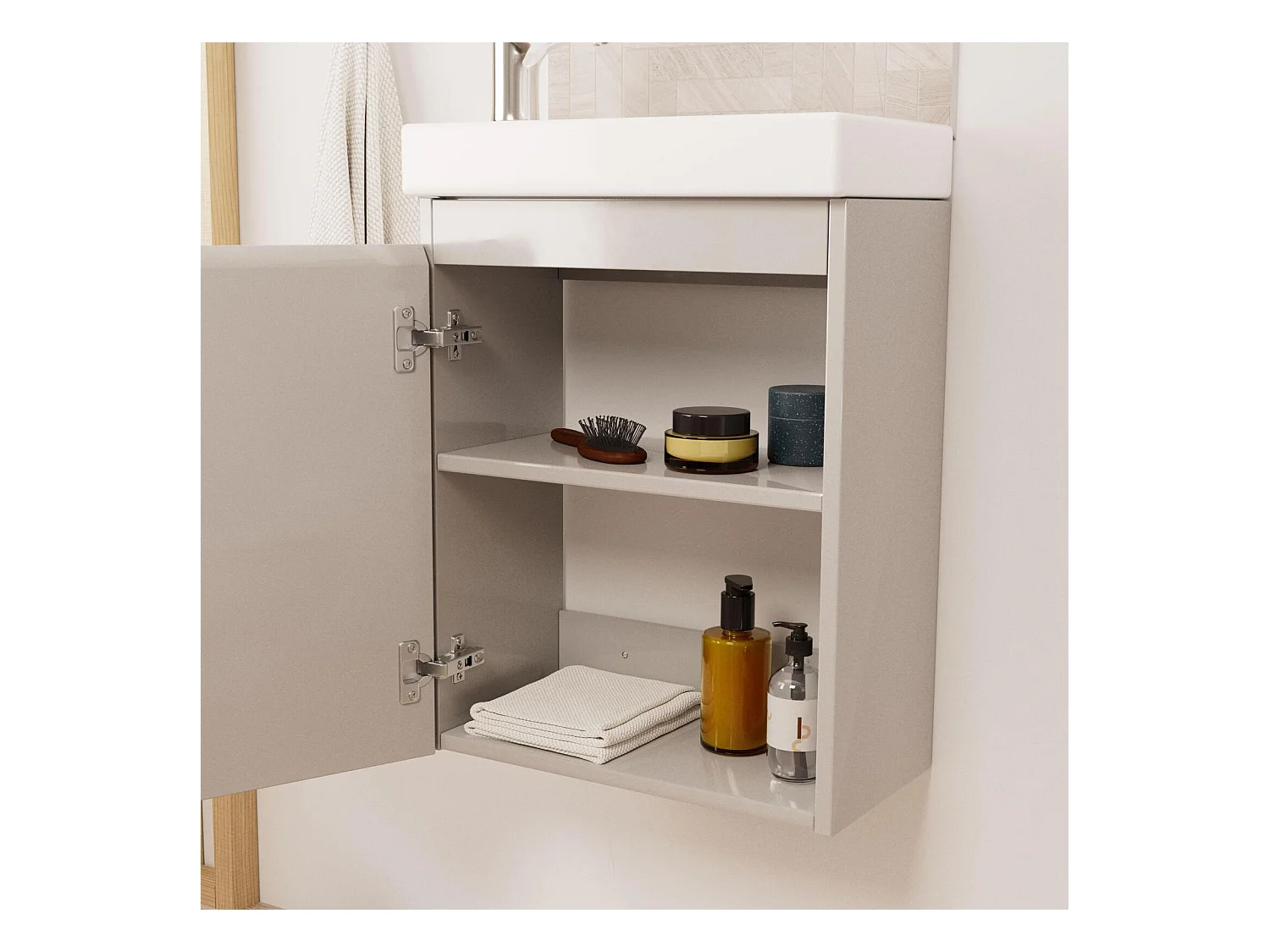 LISA Waschbeckenschrank + ovaler Spiegel